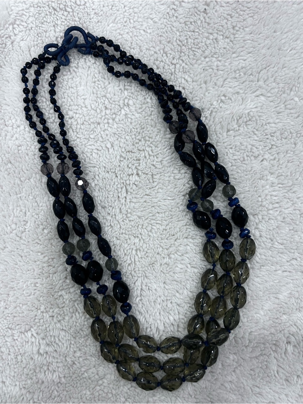 Banana Republic Navy and Smoky Gray Multi-Strand Beaded Necklace
